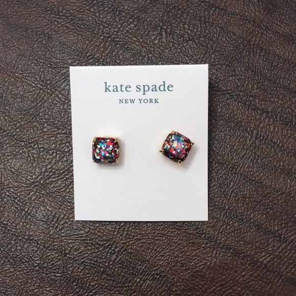 🆕 Kate Spade square mini small stud multi glitter earrings - Picture 5 of 15